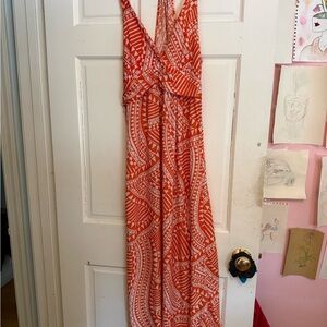 Jon & Anna Geometric Orange and White Dress